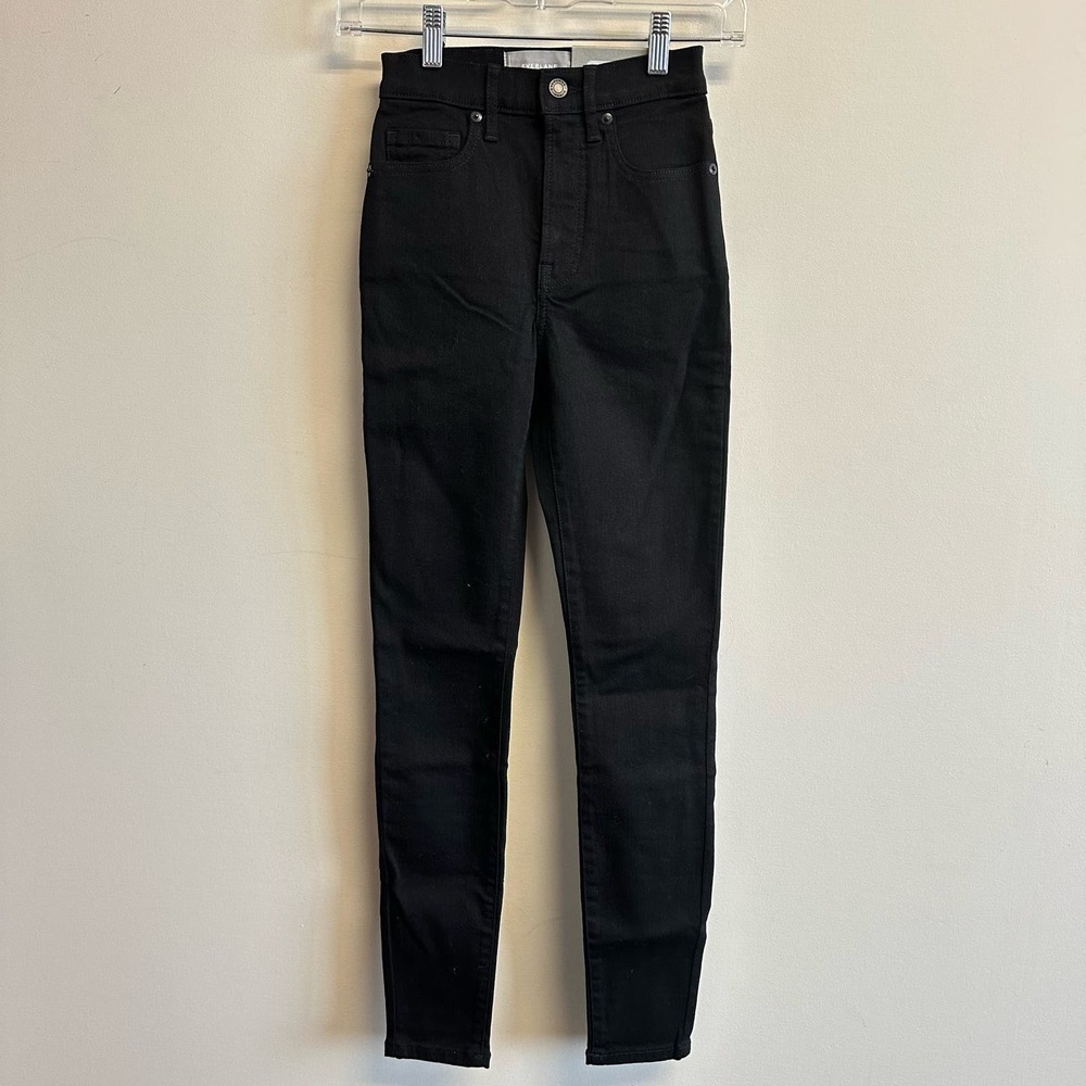 NWT Everlane  Authentic Stretch High Rise Skinny Jeans Denim Black Wash Size 23
